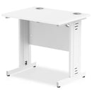 Impulse 800 x 600mm Straight Desk White Top White Cable Managed Leg MI002898 - ONE CLICK SUPPLIES