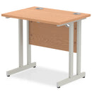 Impulse 800 x 600mm Straight Desk Oak Top Silver Cantilever Leg MI002904 - ONE CLICK SUPPLIES