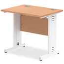 Impulse 800 x 600mm Straight Desk Oak Top White Cable Managed Leg MI002908 - ONE CLICK SUPPLIES