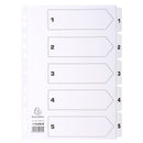 Exacompta Index 1-5 A4 160gsm Card White with White Mylar Tabs - MWD1-5Z - ONE CLICK SUPPLIES