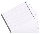 Exacompta Index 1-10 A3 160gsm Card White with White Mylar Tabs - MWD1-10A3Z - ONE CLICK SUPPLIES