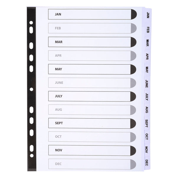 Exacompta Index Jan-Dec A4 160gsm Card White with White Mylar Tabs - MWDJ-DZ - ONE CLICK SUPPLIES