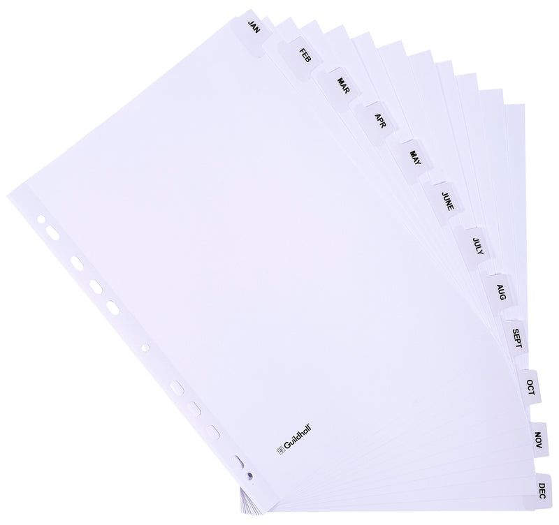 Exacompta Index Jan-Dec A4 160gsm Card White with White Mylar Tabs - MWDJ-DZ - ONE CLICK SUPPLIES