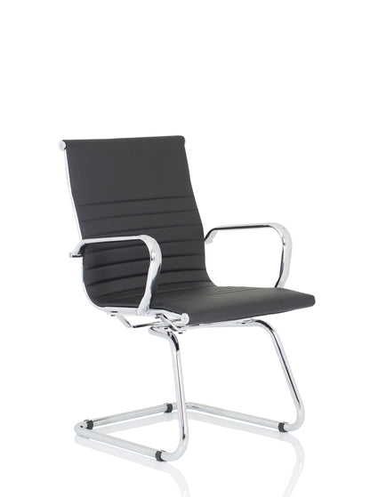 Nola Black Soft Bonded Leather Cantilever Chair OP000224 - ONE CLICK SUPPLIES