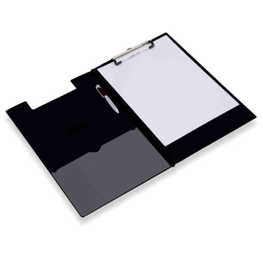 Rapesco Foolscap Black Foldover Clipboard - ONE CLICK SUPPLIES