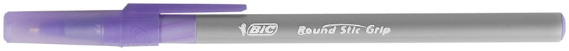 Bic Round Stic Grip Ballpoint Pen 1mm Tip 0.32mm Line Purple (Pack 40) - 920412 - ONE CLICK SUPPLIES