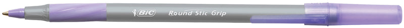 Bic Round Stic Grip Ballpoint Pen 1mm Tip 0.32mm Line Purple (Pack 40) - 920412 - ONE CLICK SUPPLIES