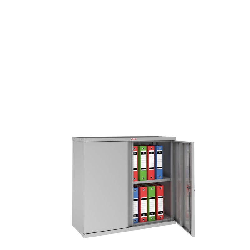 Phoenix SCL Series 2 Door 1 Shelf Steel Storage Cupboard in Grey with Key Lock SCL0891GGK - ONE CLICK SUPPLIES