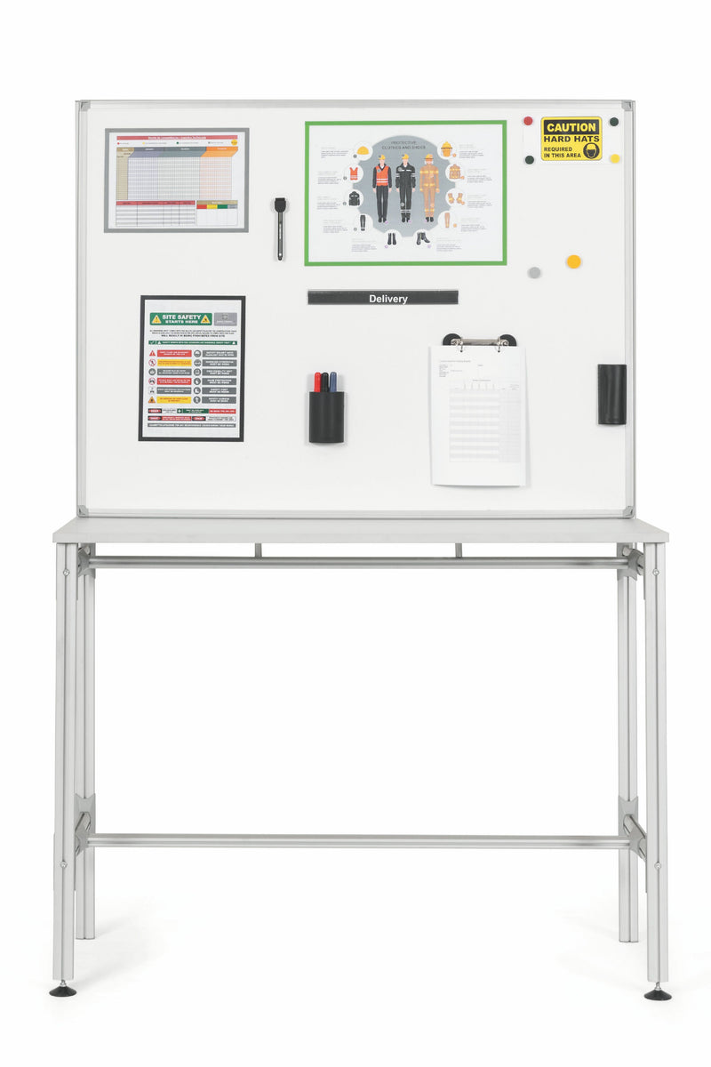 Bi-Office Desk with Magnetic Laquered Steel Whiteboard 1200x900mm Silver - SD162606 - ONE CLICK SUPPLIES