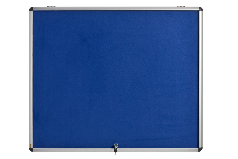 Bi-Office Fire Retardant Blue Felt Lockable Noticeboard Display Case 8 x A4 924x653mm - ST350101150 - ONE CLICK SUPPLIES