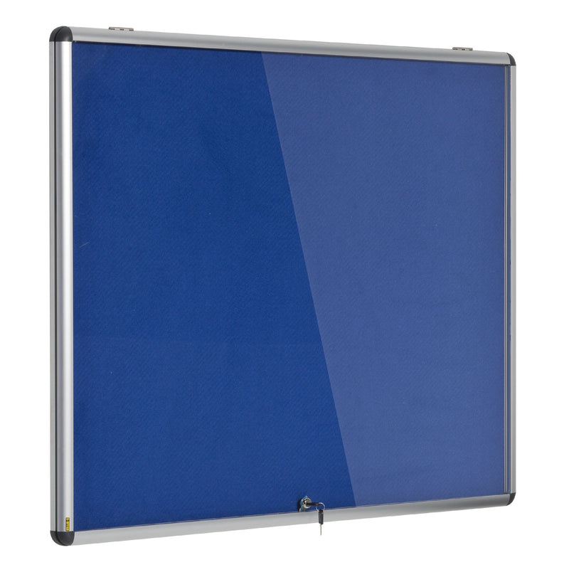 Bi-Office Fire Retardant Blue Felt Lockable Noticeboard Display Case 8 x A4 924x653mm - ST350101150 - ONE CLICK SUPPLIES