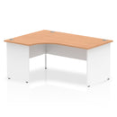 Dynamic Impulse 1600mm Left Crescent Desk Oak Top White Panel End Leg TT000029 - ONE CLICK SUPPLIES