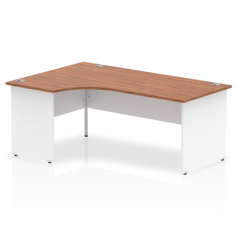 Dynamic Impulse 1800mm Left Crescent Desk Walnut Top White Panel End Leg TT000031 - ONE CLICK SUPPLIES