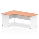 Dynamic Impulse 1800mm Left Crescent Desk Beech Top White Panel End Leg TT000033 - ONE CLICK SUPPLIES