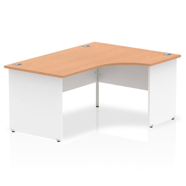 Dynamic Impulse 1600mm Right Crescent Desk Oak Top White Panel End Leg TT000041 - ONE CLICK SUPPLIES