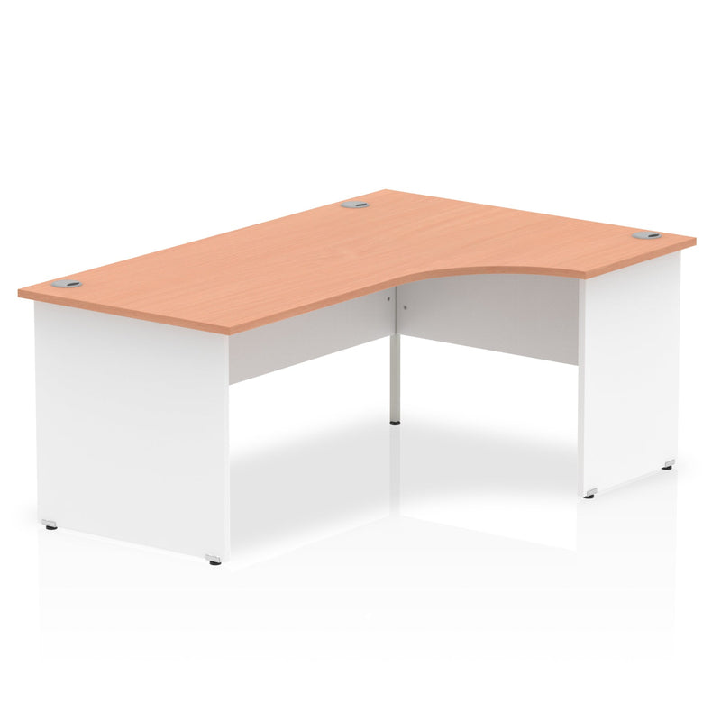 Dynamic Impulse 1800mm Right Crescent Desk Beech Top White Panel End Leg TT000045 - ONE CLICK SUPPLIES