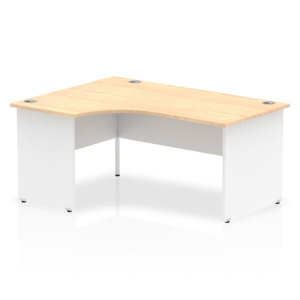 Dynamic Impulse 1600mm Left Crescent Desk Maple Top White Panel End Leg TT000113 - ONE CLICK SUPPLIES