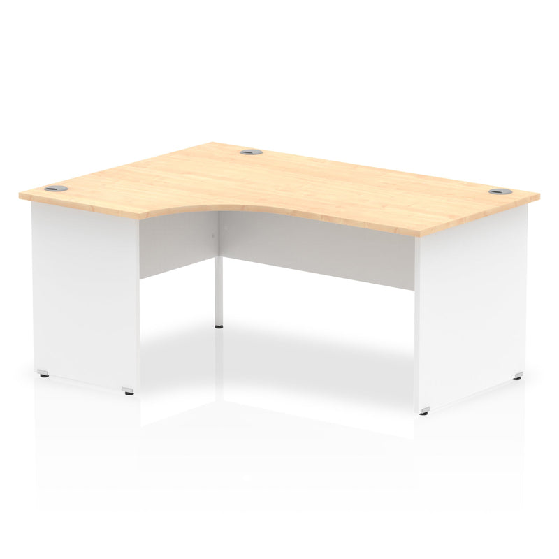 Dynamic Impulse 1600mm Left Crescent Desk Maple Top White Panel End Leg TT000113 - ONE CLICK SUPPLIES