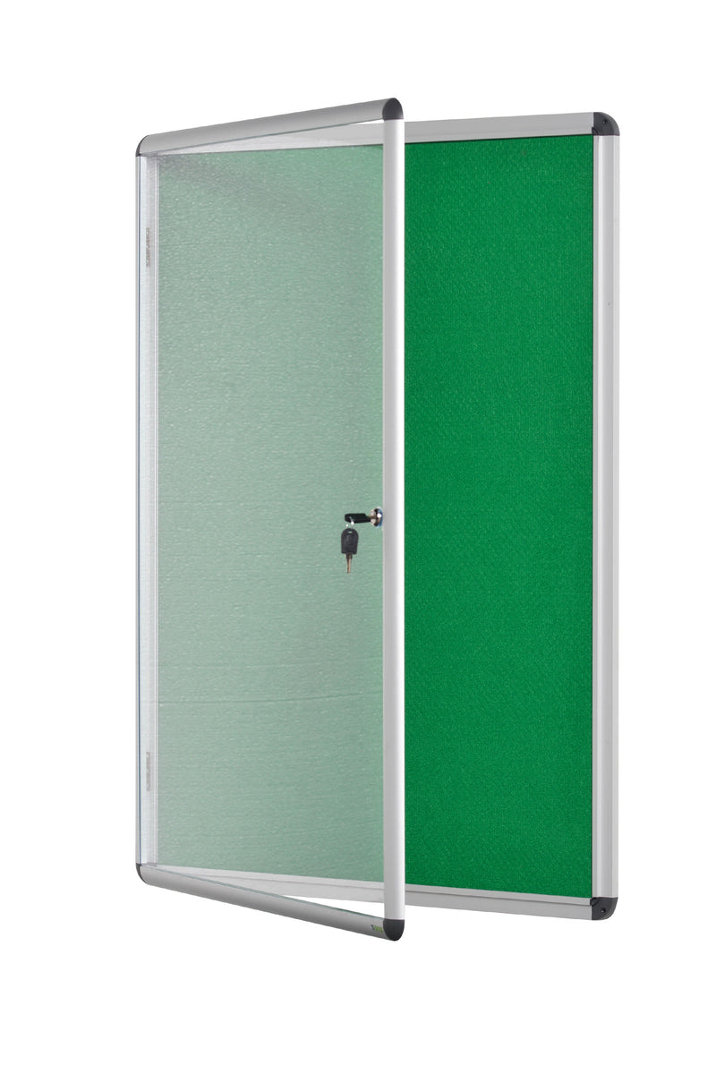 Bi-Office Enclore Green Felt Lockable Noticeboard Display Case 9 x A4 720x981mm - VT630102150 - ONE CLICK SUPPLIES