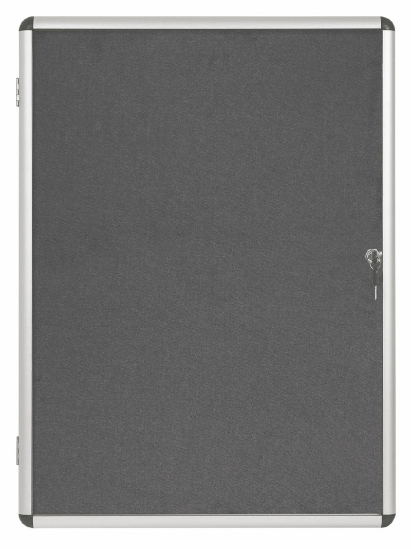 Bi-Office Enclore Grey Felt Lockable Noticeboard Display Case 9 x A4 720x981mm - VT630103150 - ONE CLICK SUPPLIES