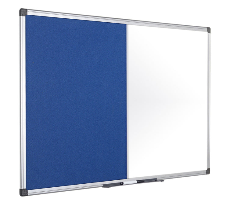 Bi-Office Maya Combination Board Blue Felt/Magnetic Whiteboard Aluminium Frame 900x600mm - XA0322170 - ONE CLICK SUPPLIES